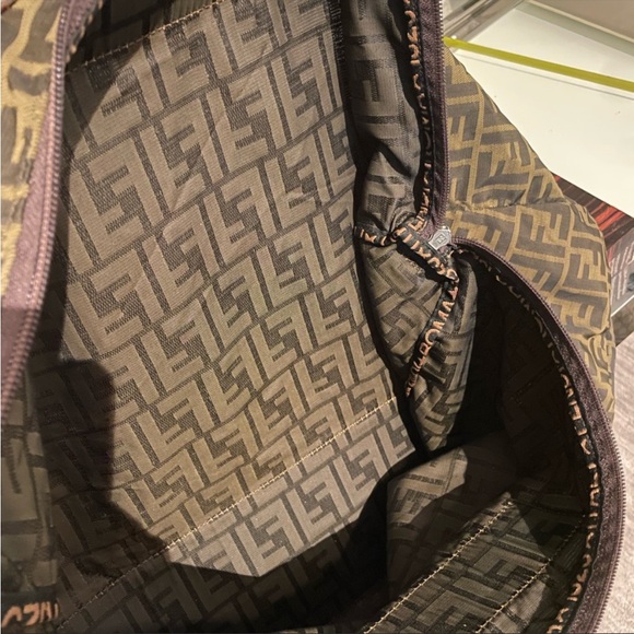 FENDI Large Zucca Canvas Duffle Weekender Tote Bag Black Brown - Picture 12 of 16